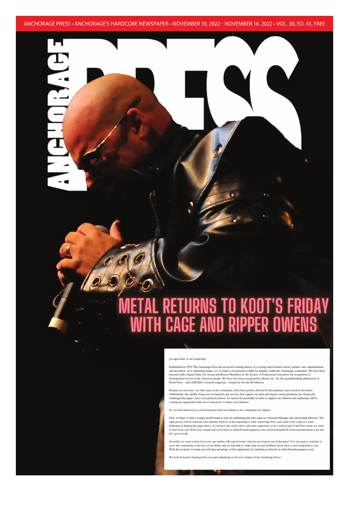 Front cover of November 10 – 16, 2022